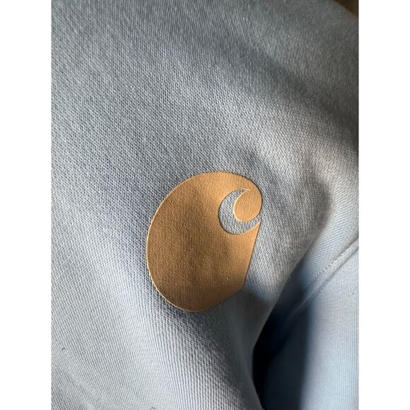 Carhartt Women’s Light Blue Graphic Hoodie | Relaxed Fit | Logo Sleeve - Picture 3 of 13